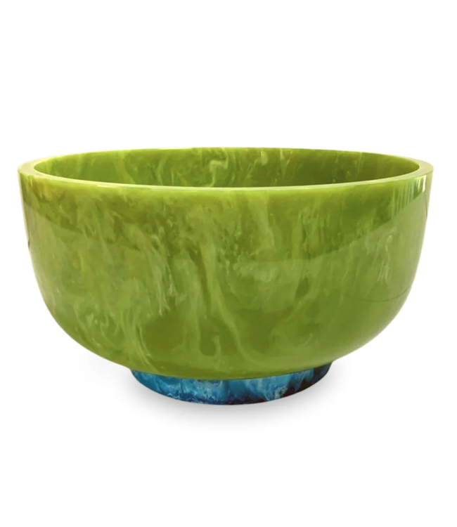 Resin Rio Large Bowl with Base Green + Blue