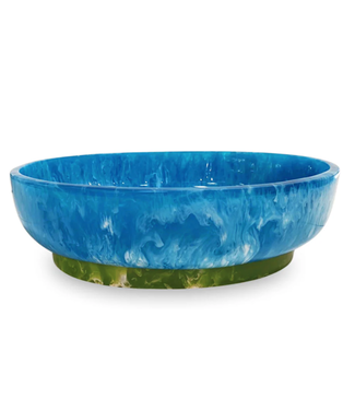 Beatriz Ball Resin Rio Large Oval Bowl with Base Blue + Green