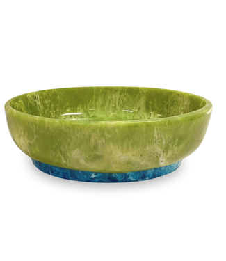 Beatriz Ball Resin Rio Large Oval Bowl with Base Green + Blue