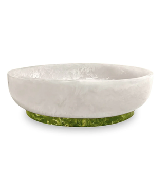 Beatriz Ball Resin Rio Large Oval Bowl with Base White + Green