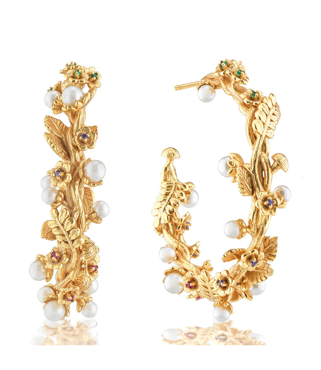 Meadow Grande Hoop Earrings - Pearl