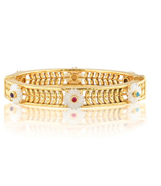 Capucine de Wulf Villandry Fleur Vine Hinged Bangle, S/M