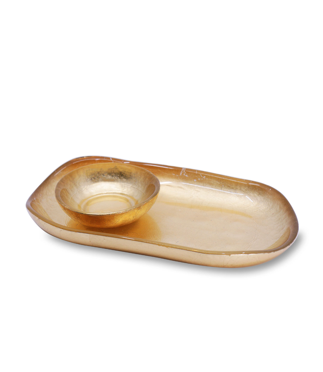 New Orleans Glass Oval Platter with Mini Bowl