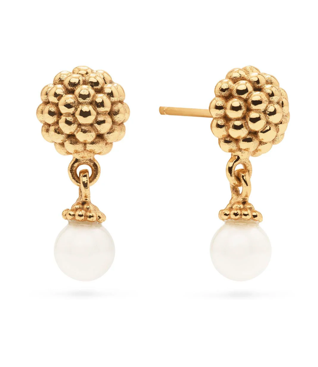 Berry Drop Stud Earrings - Pearl