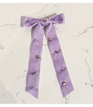 Mambo Purple Mardi Gras Mambo Hand-Embroidered Bow