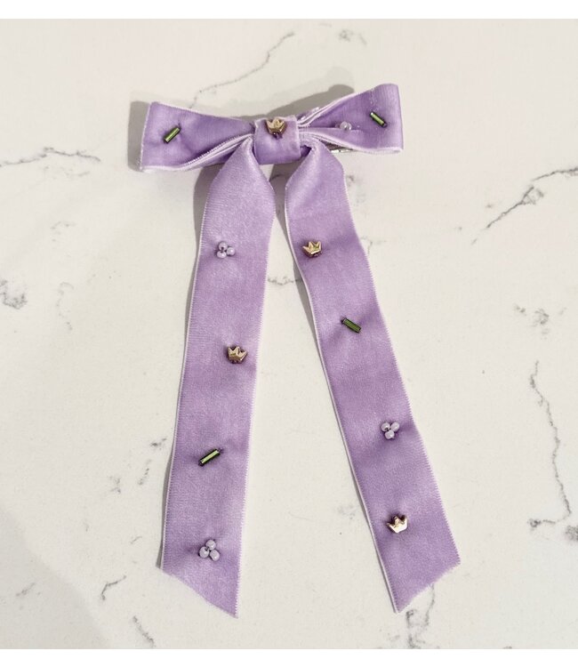 Purple Mardi Gras Mambo Hand-Embroidered Bow
