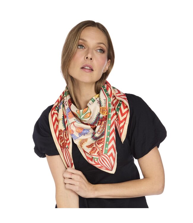 Magic India Beige Square Scarf