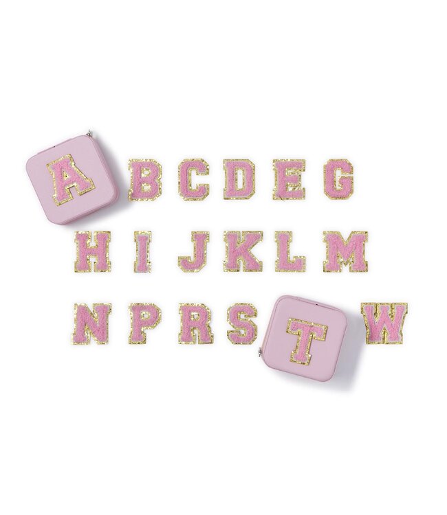Pink Chenille Initial Letter Jewelry Organizer Box