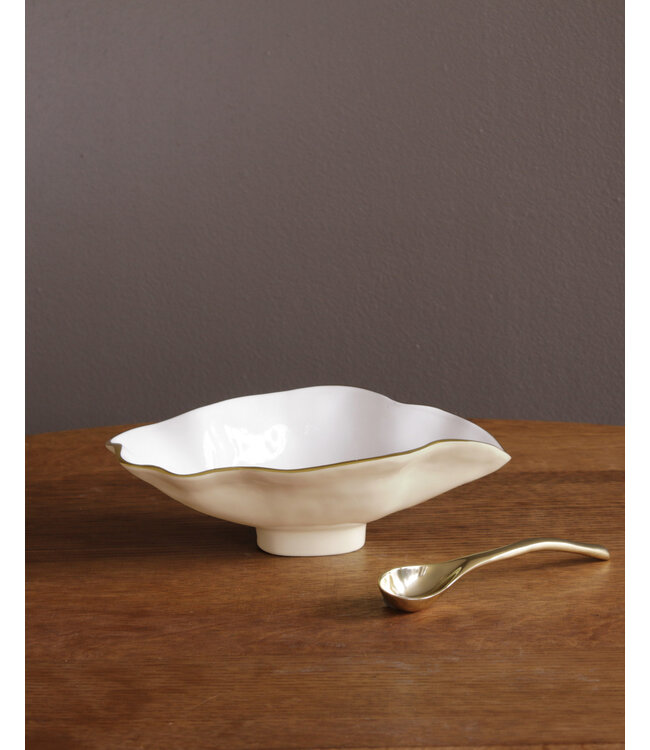 ENCANTO Claire Small Oval Bowl with Spoon (Cream and White)