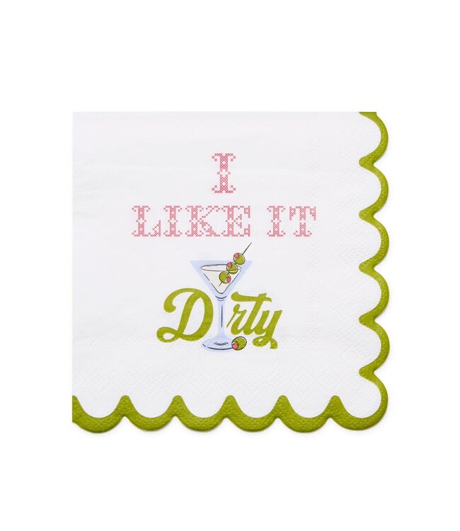I Like it Dirty 3-Ply Paper Cocktail Napkin with Scalloped Edge Designed by Boyar NYC