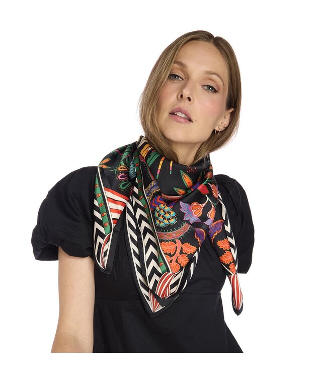 Magic India Black Square Scarf