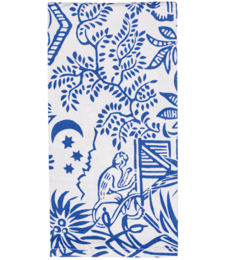 Caspari Pagoda Toile Blue/White Cotton Napkin-Set Of 4