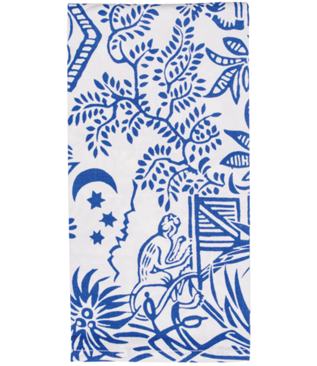 Pagoda Toile Blue/White Cotton Napkin-Set Of 4