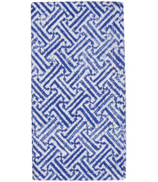 Caspari Fretwork Blue/White Cotton Napkin-Set Of 4