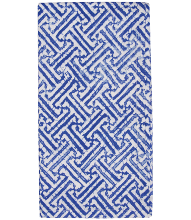 Fretwork Blue/White Cotton Napkin-Set Of 4