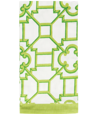 Caspari Garden Trellis Green Napkin Cotton Napkin-Set Of 4
