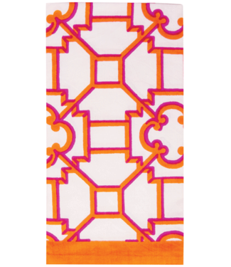 Caspari Garden Trellis Fuchsia Cotton Napkin-Set Of 4