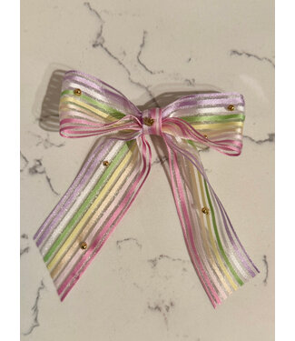 Mambo Mardi Gras Striped Bow with Crown