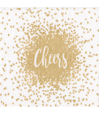 Caspari Cheers Gold Napkin Cocktail