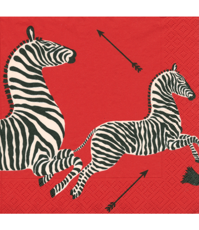 Zebras Red Napkin Cocktail