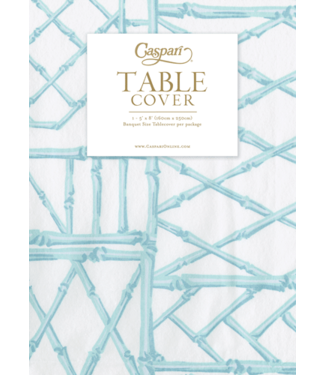 Caspari Bamboo Screen Robin's Egg Paper Linen Print Airlaid Tablecover