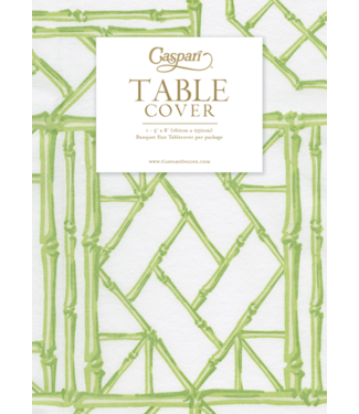 Caspari Bamboo Screen Moss Green Paper Linen Print Airlaid Tablecover
