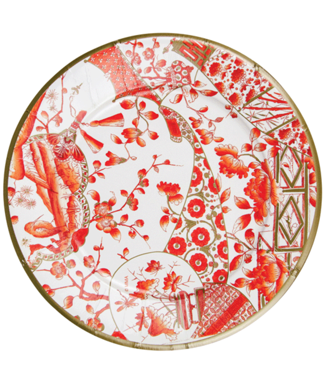 Gilded Porcelain Coral Dinner Plates