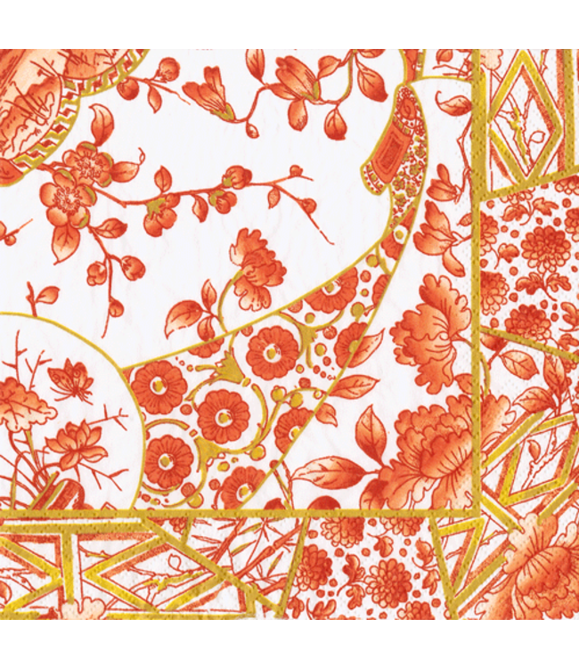 Gilded Porcelain Coral Napkin Cocktail