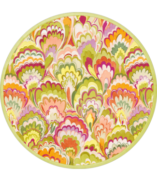 Caspari Marbled Ceramica Raspberry Chartreuse Dinner Plates
