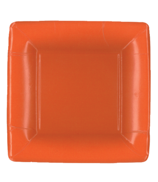 Caspari Grosgrain Deep Orange Square Salad Dessert Plates Square
