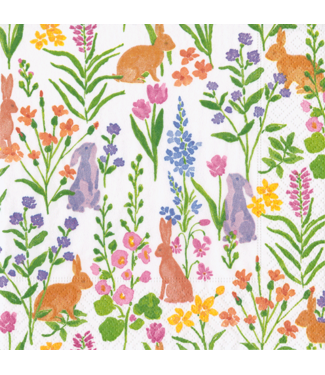 Caspari Bunny Field Napkin Cocktail