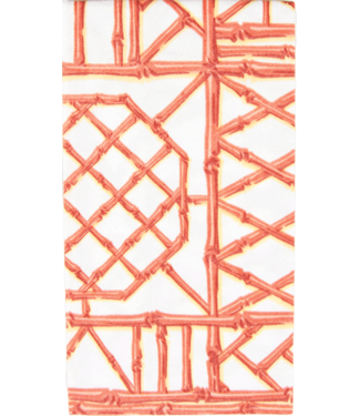 Caspari Bamboo Screen Coral Paper Linen Guest Towels Airlaid