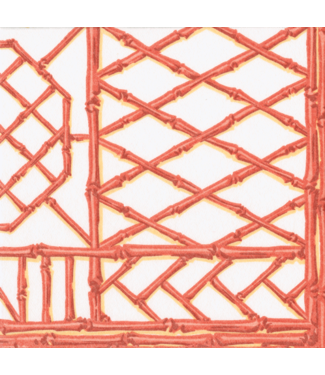 Caspari Bamboo Screen Coral Paper Linen Napkin Airlaid Cocktail