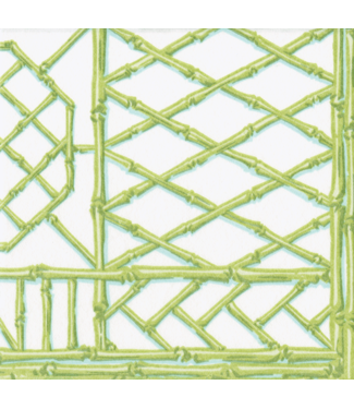 Caspari Bamboo Screen Moss Green Paper Linen Napkin Airlaid Cocktail