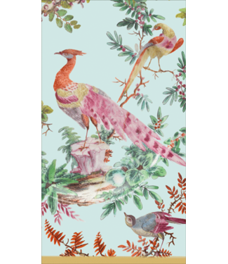 Caspari Chelsea Birds Celadon Guest Towel