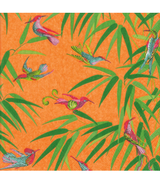 Caspari Birds In Paradise Orange Napkin Cocktail