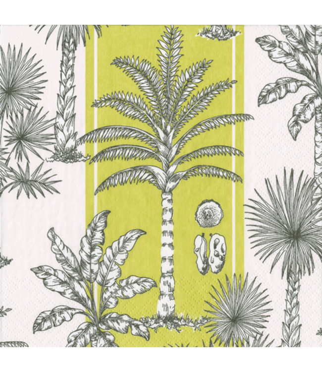 Southern Palms Green White Napkin Cocktail