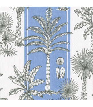 Caspari Southern Palms Blue White Napkin Cocktail