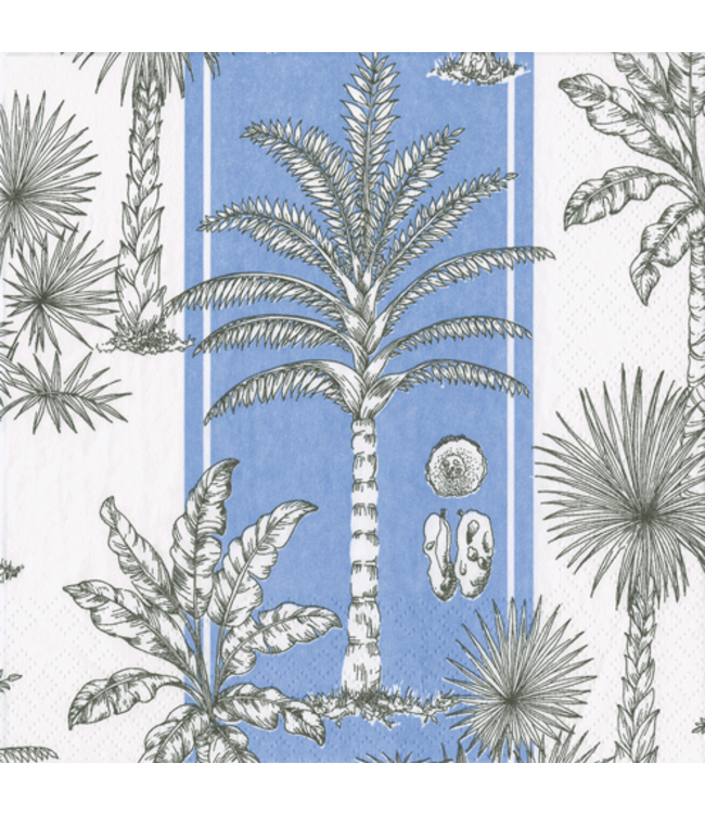 Southern Palms Blue White Napkin Cocktail