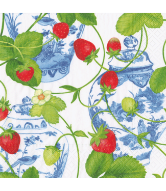 Caspari Strawberries And Cream Napkin Cocktail