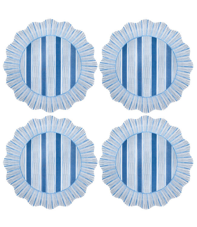 Cabana Stripe Melamine Dinner Plate Set/4 -  Ocean Cabana