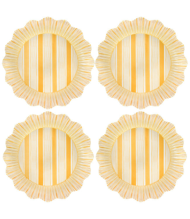 Cabana Stripe Melamine Dinner Plate Set/4 - Sunshine