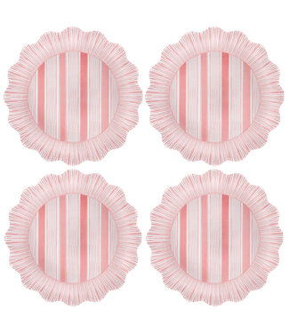 Juliska Cabana Stripe Melamine Dinner Plate Set/4 - Coral