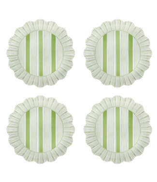 Juliska Cabana Stripe Melamine Dessert/Salad Plate Set/4 - Seagrass