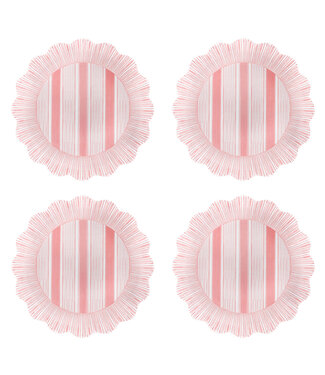 Juliska Cabana Stripe Melamine Dessert/Salad Plate Set/4 - Coral