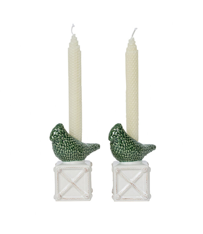 Berry & Thread Bird Topiary Candlestick Set/2- Multi