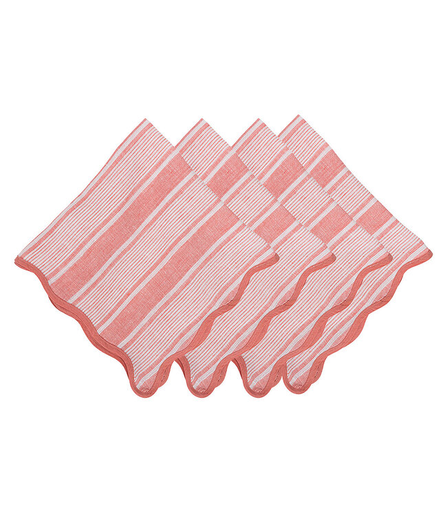 Cabana Stripe Napkin Set/4 - Coral