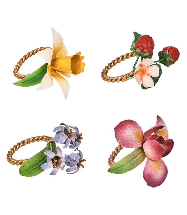 Meadow Walk Floral Napkin Ring Assorted Set/4