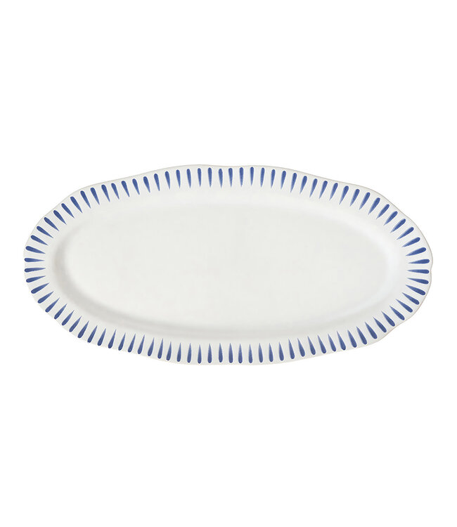 Sitio Stripe 15" Hostess Tray - Delft Blue