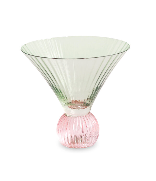 GLASS Venice Martini Set of 4 (Green and Pink)